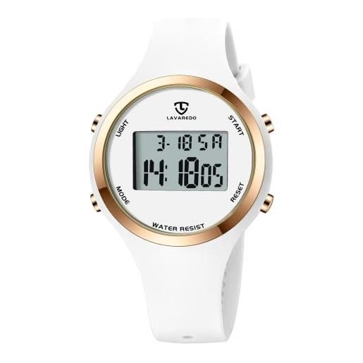 aswan watch orologi da donna per sport all'aria aperta con sveglia/calendario/retroilluminazione/cronometro/cronografo, orologio digitale regalo per ragazze e donne, 13-allwhite-b