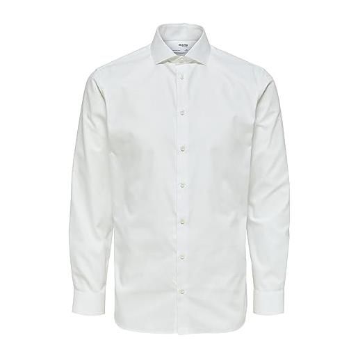 SELECTED HOMME slhslimethan shirt ls cut away b noos camicia, bianco, m uomo