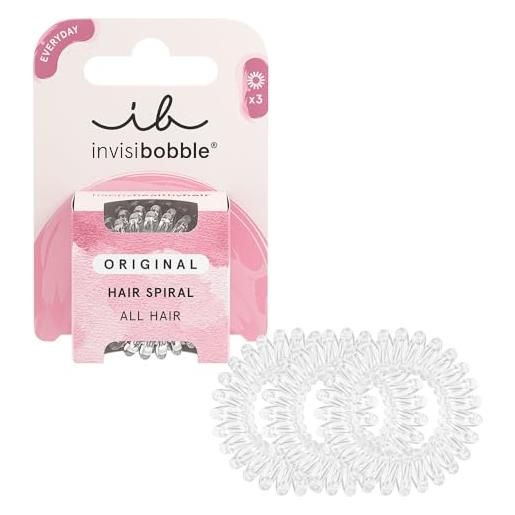 Invisibobble original hair bands crystal clear i spiral elastics for girls and ladies i strong hold and respectful hair i anti hair breakage i pack of 3