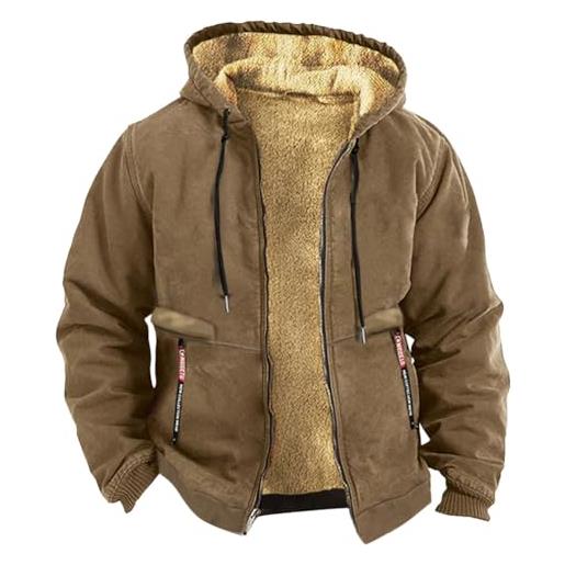 ORANDESIGNE giacca uomo di agnello giaccone parka militare casual invernale moto vintage giubbotto cappotto maglione con cappuccio leggere giacche a vento bomber fleece jacket hooded a blu s