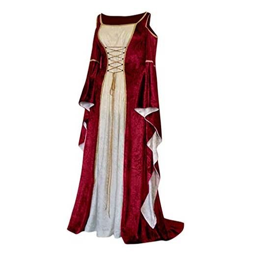 Fannyfuny vestito medievale bambina medievale con maniche a tromba swing maniche svasate corte abito abbigliamento gotico donna abito da donna halloween e per cosplay