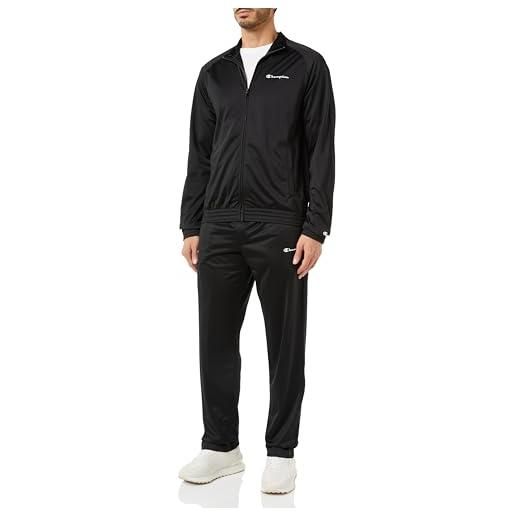 Champion legacy tracksuits - script logo poly-warpknit full zip tuta sportiva, nero, s uomo fw23