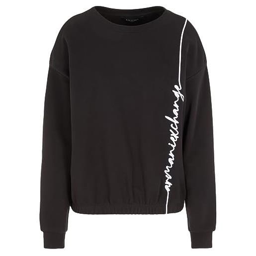 Armani Exchange felpa con logo signature french terry maglia di tuta, nero, m donna