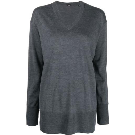 ASPESI maglione con scollo a v - grigio