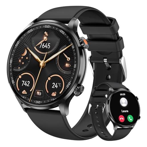 Redriver smartwatch uomo rotondo, 1.39 orologio smartwatch chiamata e whatsapp, 100+modalità sport fitness tracker impermeabile ip68, pressione sanguigna, ecg, spo2, sonno, per android ios