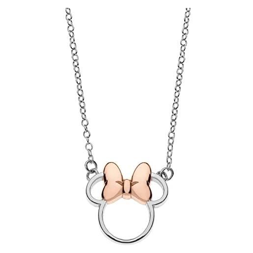 Disney collana per bambine in argento, con ciondolo raffigurante minnie o mickey mouse, rosa o conchiglia, impreziosito con zirconia - minnie 3