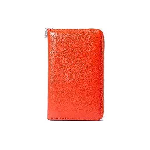 PORRASSO portafoglio da viaggio custodia per passaporto copertina per passaporto in pelle con blocco rfid per donna carte d'identità carte di credito passaporto arancione