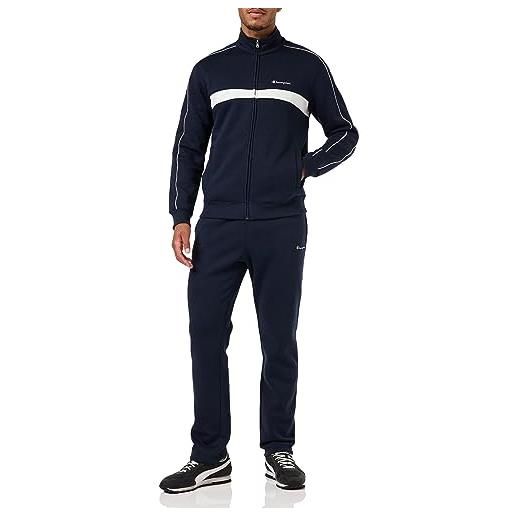 Champion legacy legacy sweatsuits - colorblock powerblend fleece full zip tuta sportiva, blu marino/bianco, s uomo fw23