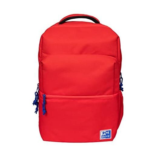 Oxford b-ready, zaino scolastico unisex, 18 l, 42 m, tasca imbottita per laptop, poliestere riciclato rpet, rosso, 42x30x15cm