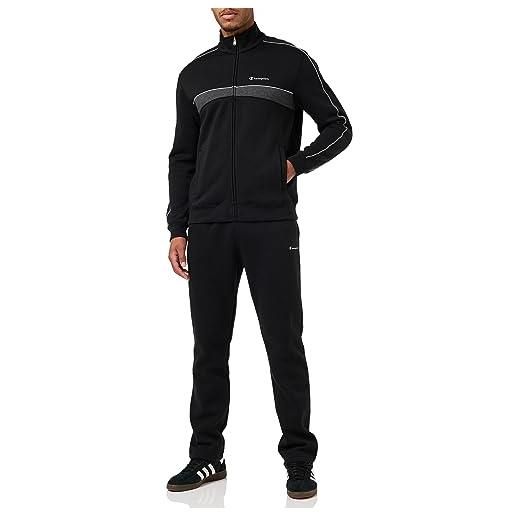 Champion legacy legacy sweatsuits - colorblock powerblend fleece full zip tuta sportiva, nero/grigio argento/bianco, s uomo fw23