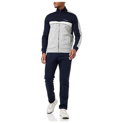 Champion legacy legacy sweatsuits - colorblock powerblend fleece full zip tuta sportiva, rosso scuro/blu marino/bianco, m uomo fw23