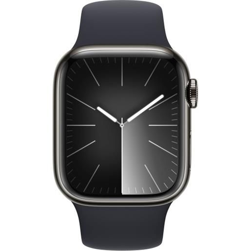 Apple watch series 9 gps + cellular cassa 41m in acciaio inossidabile grafite con cinturino sport band mezzanotte - m/l