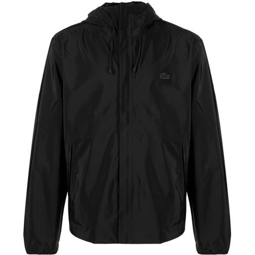 Lacoste giacca impermeabile con applicazione - nero
