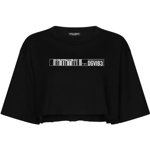 Dolce & Gabbana DGVIB3 top corto con stampa barcode - nero