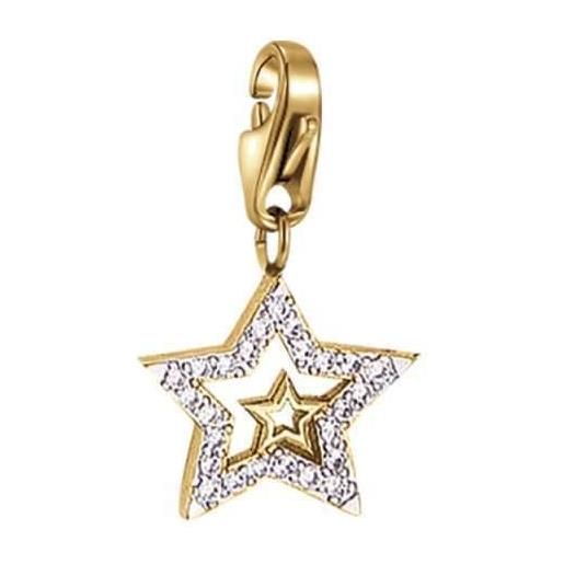 Luca Barra charm acciaio con stella e cristali bianchi oro Luca Barra ch209