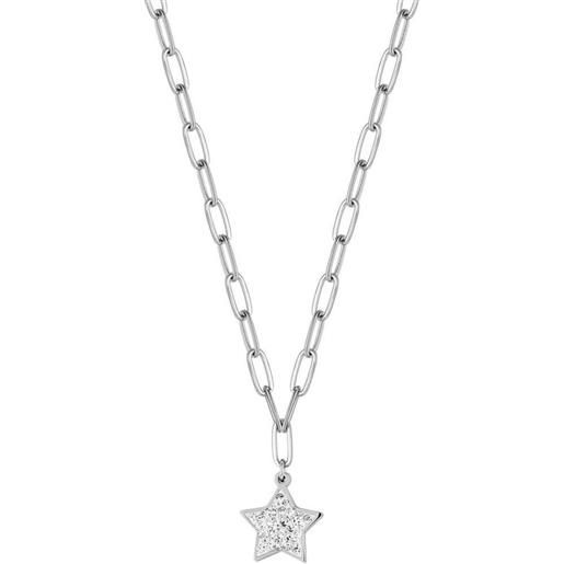 Luca Barra collana acciaio con stella e cristalli bianchi argento Luca Barra ck1625