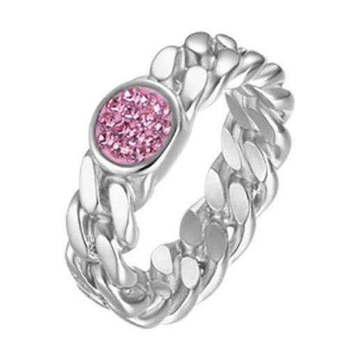 Luca Barra anello donna acciaio con cristalli rosa mis 15 argento Luca Barra ank318