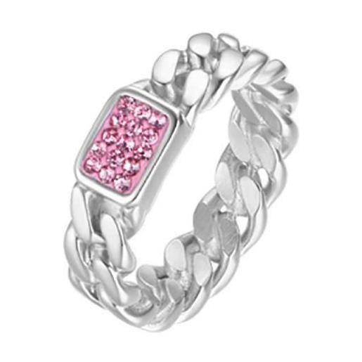 Luca Barra anello donna acciaio con cristalli rosa mis 13 argento Luca Barra ank323