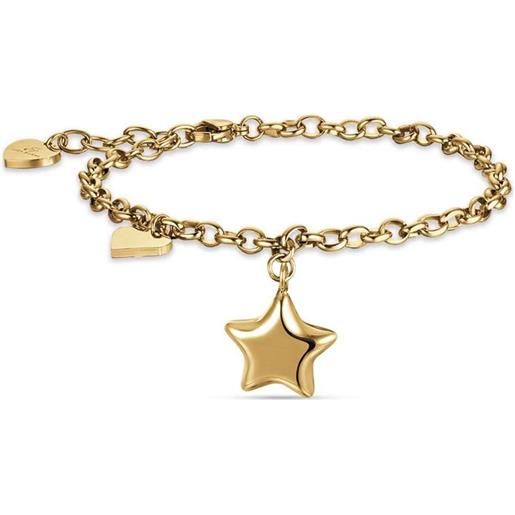 Luca Barra bracciale donna acciaio ip gold con stella e cuore oro Luca Barra bk2224