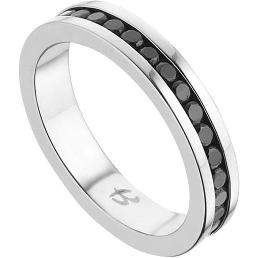 Luca Barra anello donna acciaio veretta con pietre nere - m21 argento Luca Barra an115-21