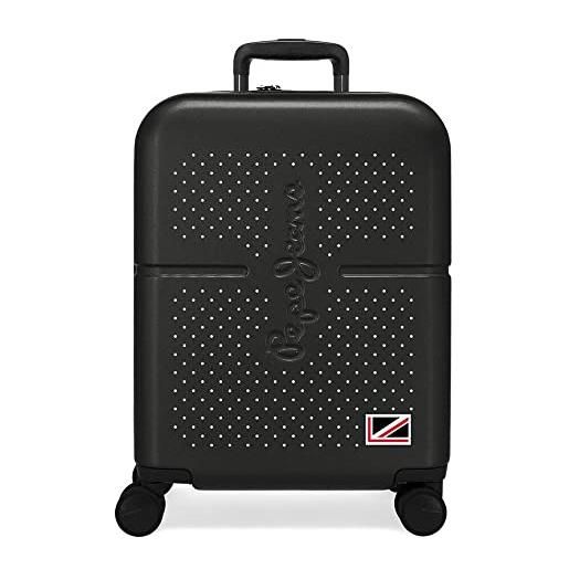 Pepe Jeans laila - valigia da cabina nera, 40 x 55 x 20 cm, rigida abs, chiusura tsa integrata, 37 l, 2,74 kg, 4 ruote, doppia estensibile, bagaglio a mano