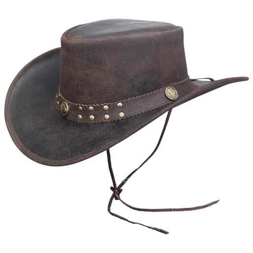 BRANDSLOCK cowboy cappello per uomo e donna-premium pelle australiano cappello-fatto a mano leggero western -modellabile tesa larga cowgirl -festa costume per viaggio e sole protezione