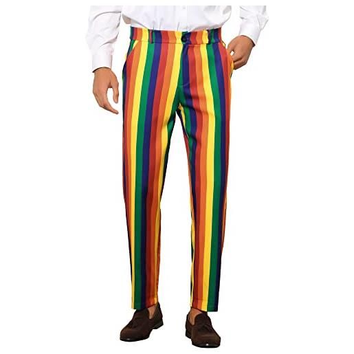 Lars Amadeus pantaloni a righe per pantaloni a righe per pantaloni a righe arcobaleno con blocco di colore frontale piatto, blu rosso, 90