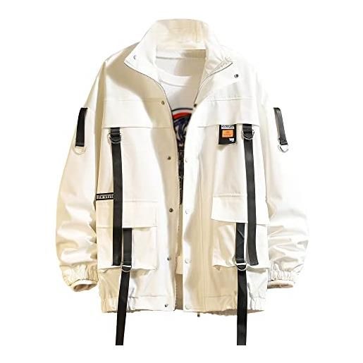 GURUNVANI giacca da uomo graffiti giacche leggeri cotone stampa giacca bomber volo hip hop, jk9632verde, large