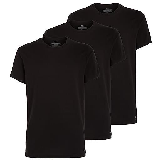 Calvin Klein t-shirt maniche corte uomo confezione da 3 scollo rotondo, nero (black), m