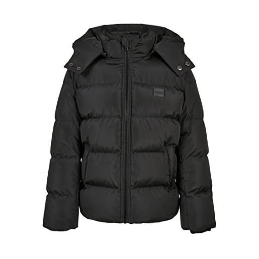 Urban Classics boys hooded puffer jacket giacca, black, 110/116 bambino