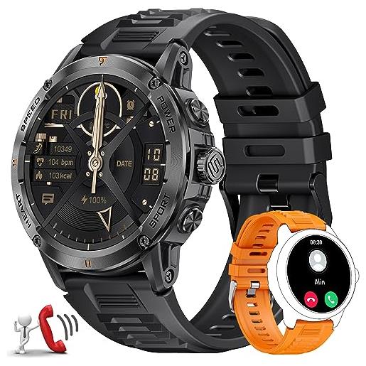 FOXBOX orologio smartwatch uomo, 1,52 smart watch con 24/7 frequenza cardiaca, pressione sanguigna, spo2, monitor del sonno per android ios, 100+ sports, ip68 impermeabile, chiamate bluetooth