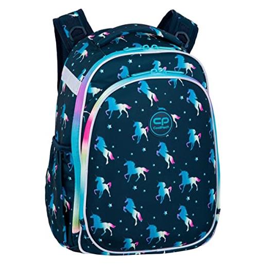 Coolpack f015670, zaino per la scuola turtle blue unicorn, blue