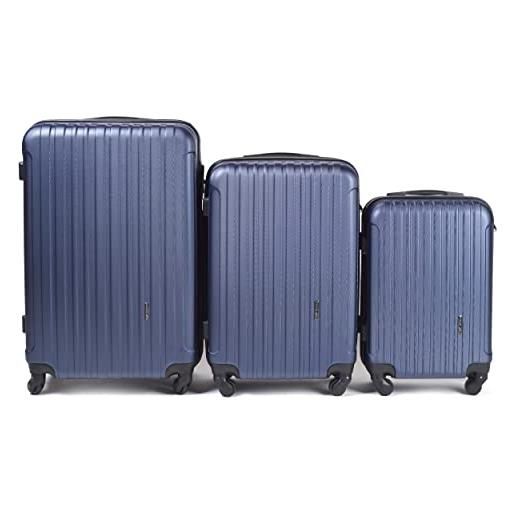 W WINGS wings valigetta da viaggio - valigetta leggera con ruote e manico telescopico, blu, 3 set, valigia