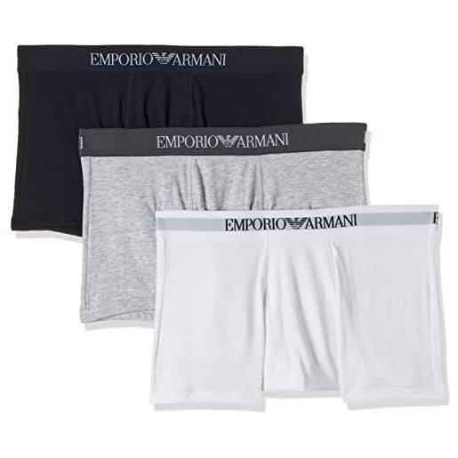 Emporio Armani men's 3-pack core logoband boxer, oxford/print indigo/marine, l (pacco da 3) uomini