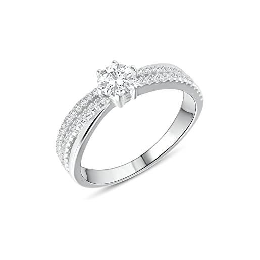 Anellissimo anello solitario incrocio donna argento 925 con zirconi - 22