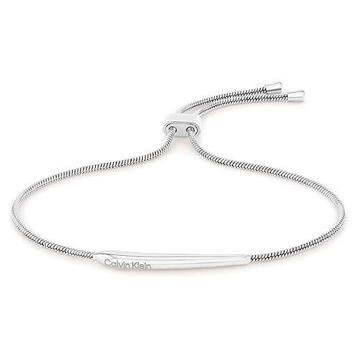 Calvin Klein braccialetto a catena da donna collezione elongated drops in acciaio inossidabile, argento (silver)
