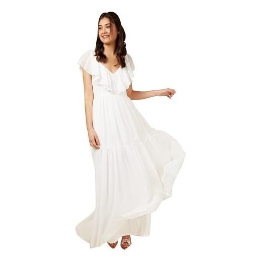 Little Mistress jaime-abito maxi da sposa con volant, taglia 6, colore: bianco vestito, 34 donna