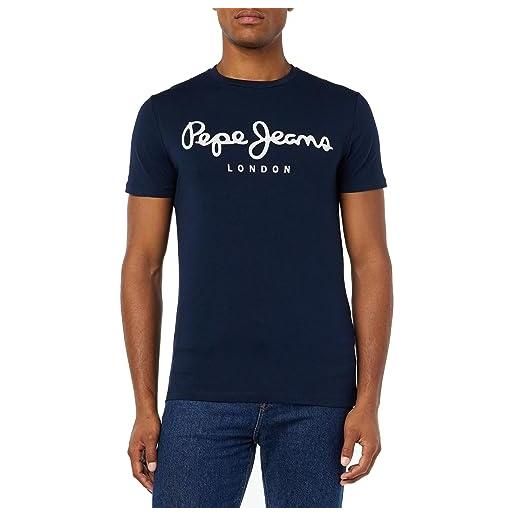 Pepe Jeans original stretch maglietta uomo slim fit manica corta, blu (navy), l