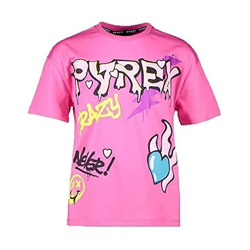 Pyrex t-shirt ragazza 16 anni - 170 cm mezza manica e girocollo in cotone color fuxia con scritta multicolore