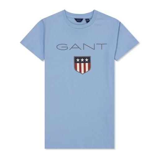 GANT GANT shield ss t-shirt, t-shirt bambini e ragazzi, blu ( capri blue ), 134-140
