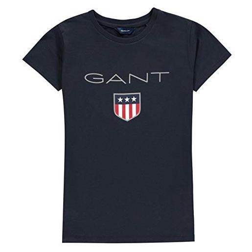 GANT GANT shield ss t-shirt, t-shirt bambini e ragazzi, blu ( evening blue ), 170