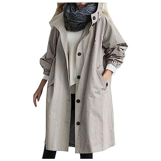 HERSIL poncho antipioggia da donna, leggero, impermeabile, traspirante, poncho da pioggia, giacca a vento, giacca bomber sottile, con cappuccio, grigio. , m