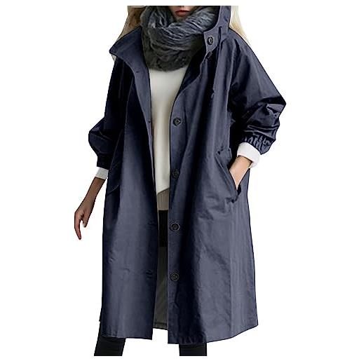 HERSIL poncho antipioggia da donna, leggero, impermeabile, traspirante, poncho da pioggia, giacca a vento, giacca bomber sottile, con cappuccio, blu marino, s