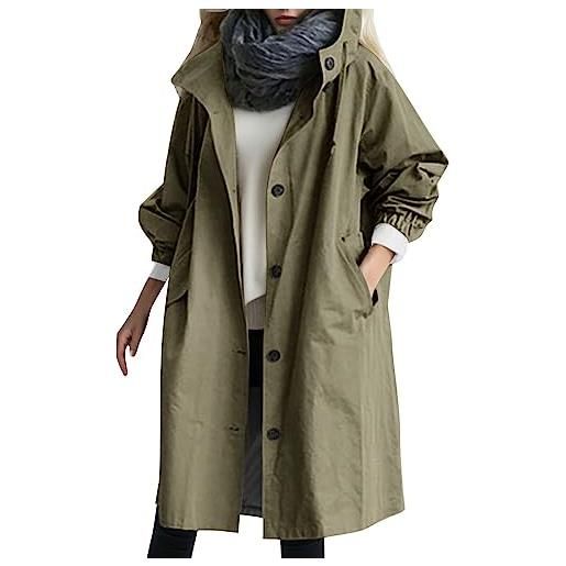 HERSIL poncho antipioggia da donna, leggero, impermeabile, traspirante, poncho da pioggia, giacca a vento, giacca bomber sottile, con cappuccio, verde militare, m