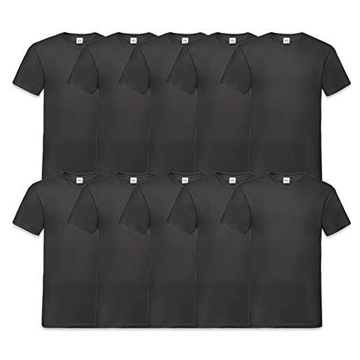 Fruit of the Loom, t-shirt da uomo con scollo a v valueweight (confezione da 10), nero (black 36), xxxxxl