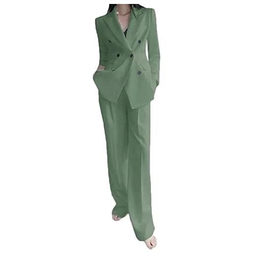 Botong donna ufficio lady suit notch risvolto business suit per il lavoro professionale formale suit blazer pantaloni, verde tè. , l