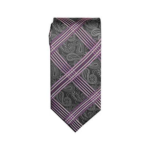 Remo Sartori - cravatta lunga extra lunga xl in seta scozzese, lunghezza da 155 cm a 175 cm, made in italy, uomo (grigio-viola, lunghezza 155 cm)