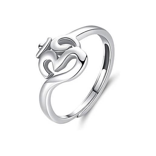 sam panda anello in argento sterling 925 om simbolo sanscrito donne anelli regolabili yoga regalo religioso