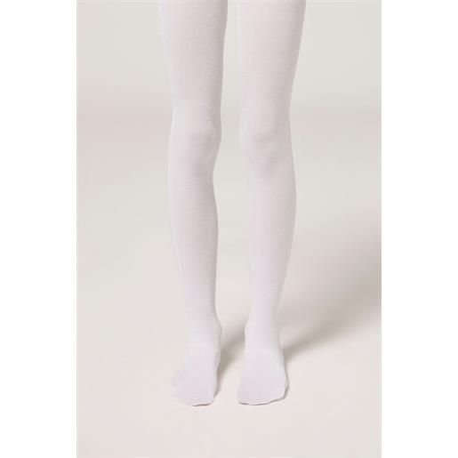 Calzedonia collant coprente 70 denari glitter da bambina bianco