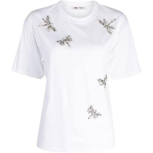 Ports 1961 t-shirt dragonfly con cristalli - bianco